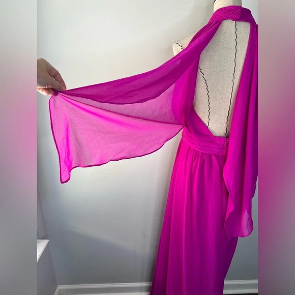 Belle Bagdley Mischka Magenta Maxi Prom Wedding Formal Dress sz 12 pageant long - Picture 10 of 12